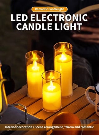 3-Pack Diwali Flameless LED Candles with Timer,Flickering Flameless Candles for Romantic Ambiance and Christmas Decorations Stable Acrylic Shell,with Embedded Star String,Battery Operated - view 3